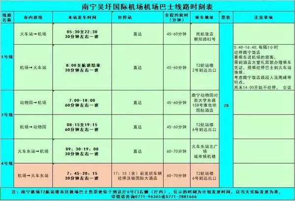 南寧機(jī)場(chǎng)大巴時(shí)刻表(2022最新)